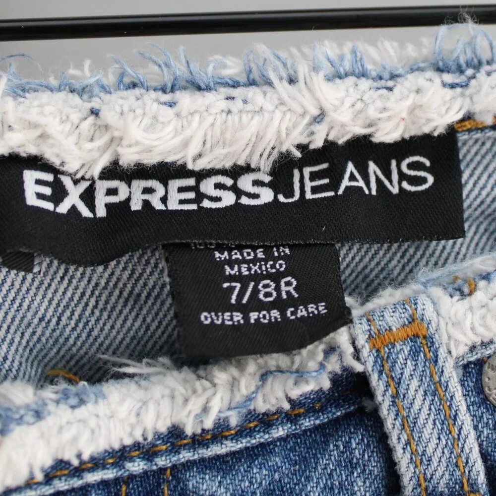 Express Vintage Y2K Light Blue Wash Distressed High-Rise Denim Jeans Size 8 - Picture 3 of 5